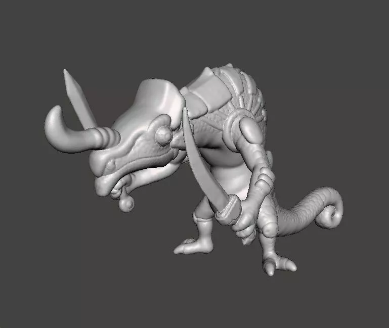 LIZALFOS WITH 2 SWORDS MINIATURE MODEL FOR FANTASY GAMES RPG DND 3D print model