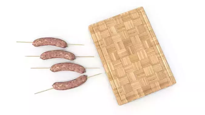 Raw Sausages on Skewers 3D model 5
