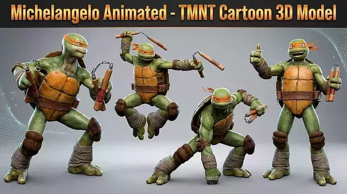 Michelangelo  Animated 3D Model Ninja Turtle