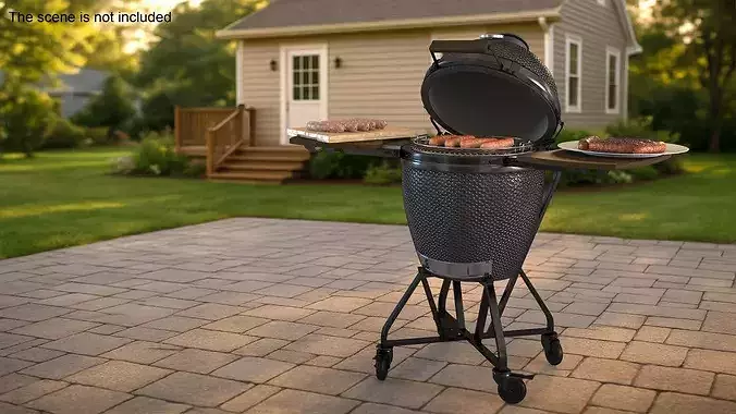 Charcoal Grill with Three Sausage Donenesses 3D model 3