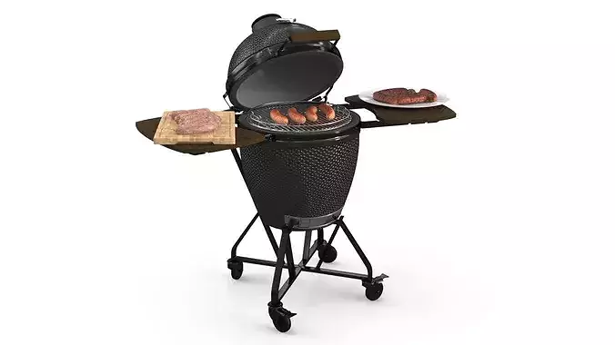 Charcoal Grill with Three Sausage Donenesses 3D model