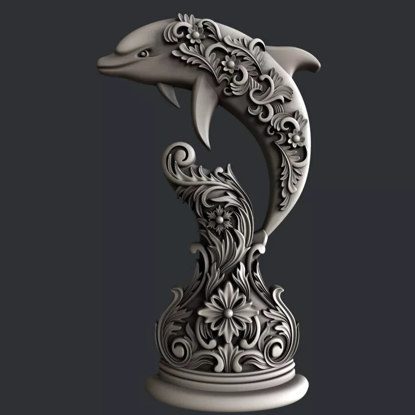3d STL models for CNC router or 3dprinter Dolphin 3D model