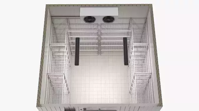 Food Storage Freezer with Metal Racks 3D model 3