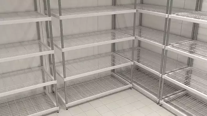 Food Storage Freezer with Metal Racks 3D model 7
