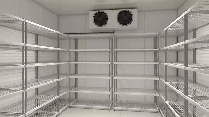 Food Storage Freezer with Metal Racks 3D model