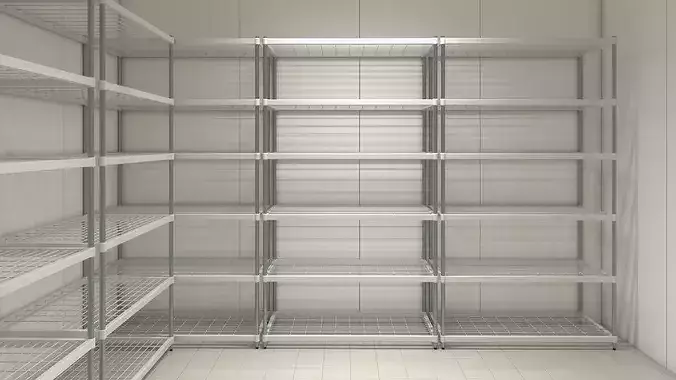 Food Storage Freezer with Metal Racks 3D model 4