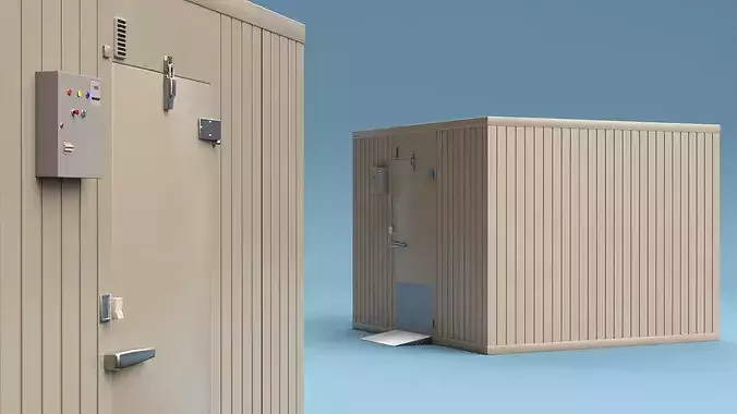 Food Storage Freezer with Metal Racks 3D model 2