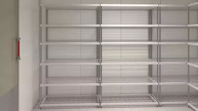Food Storage Freezer with Metal Racks 3D model 6