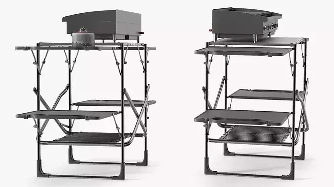 Outdoor Folding BBQ Table with Gas Burner Support 3D model 5