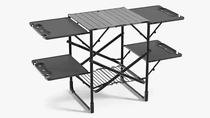Outdoor Folding BBQ Table with Gas Burner Support 3D model 7