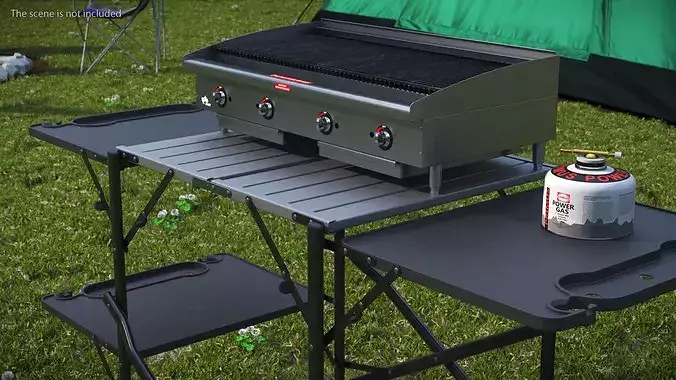 Outdoor Folding BBQ Table with Gas Burner Support 3D model 3