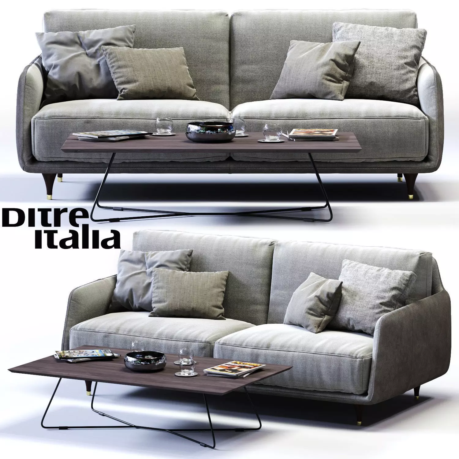 Ditre Italia ELLIOT 2-er Maxi Sofa Low-poly 3D model_0
