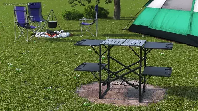 Multi Tier Utility Camp Table 3D model 2