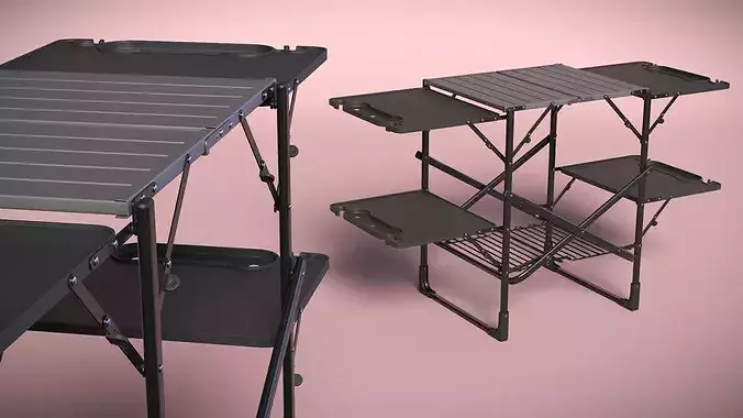 Multi Tier Utility Camp Table 3D model 4