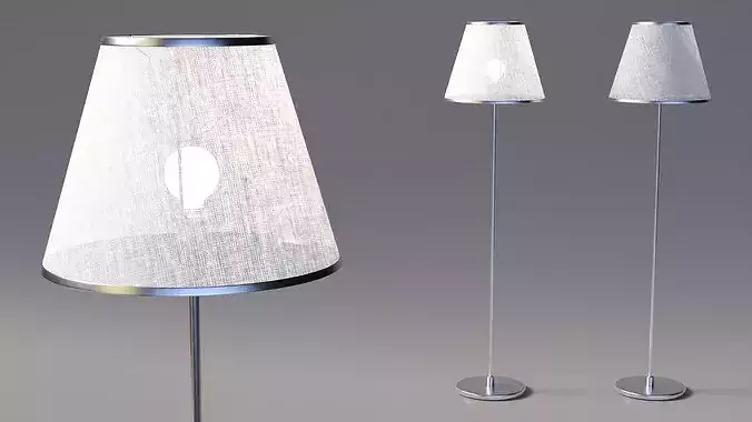 Fabric Shade Standing Light for Interiors Grey 3D model