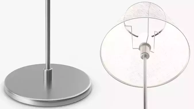 Fabric Shade Standing Light for Interiors Grey 3D model 5