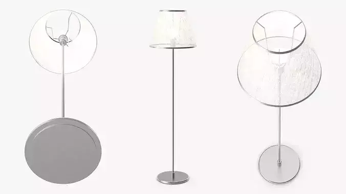 Fabric Shade Standing Light for Interiors Grey 3D model 4