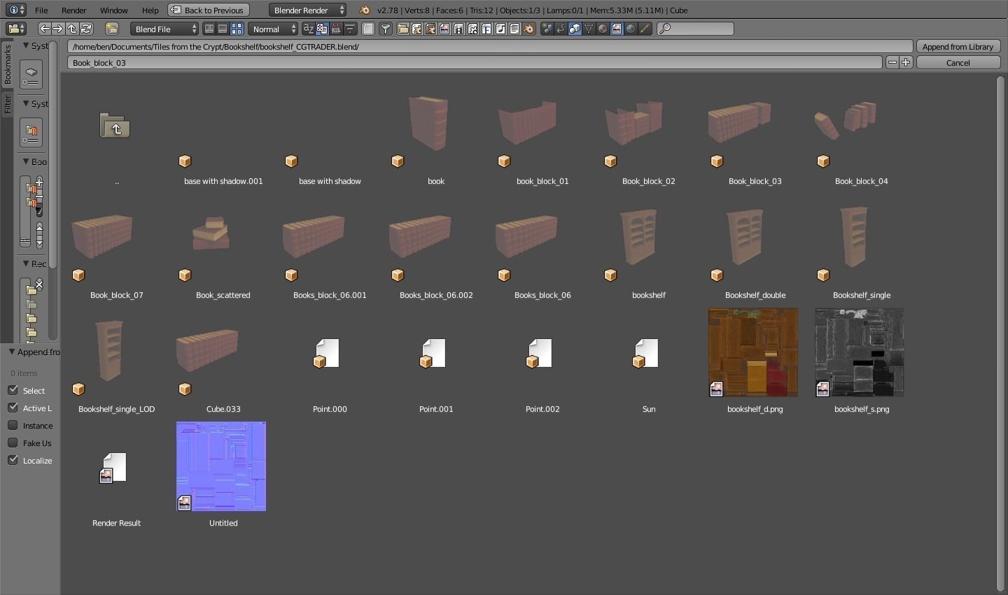 Bookshelf Classic Low-poly 3D model_4