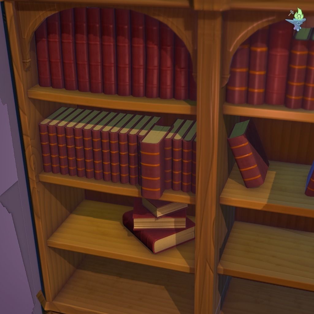 Bookshelf Classic Low-poly 3D model_8