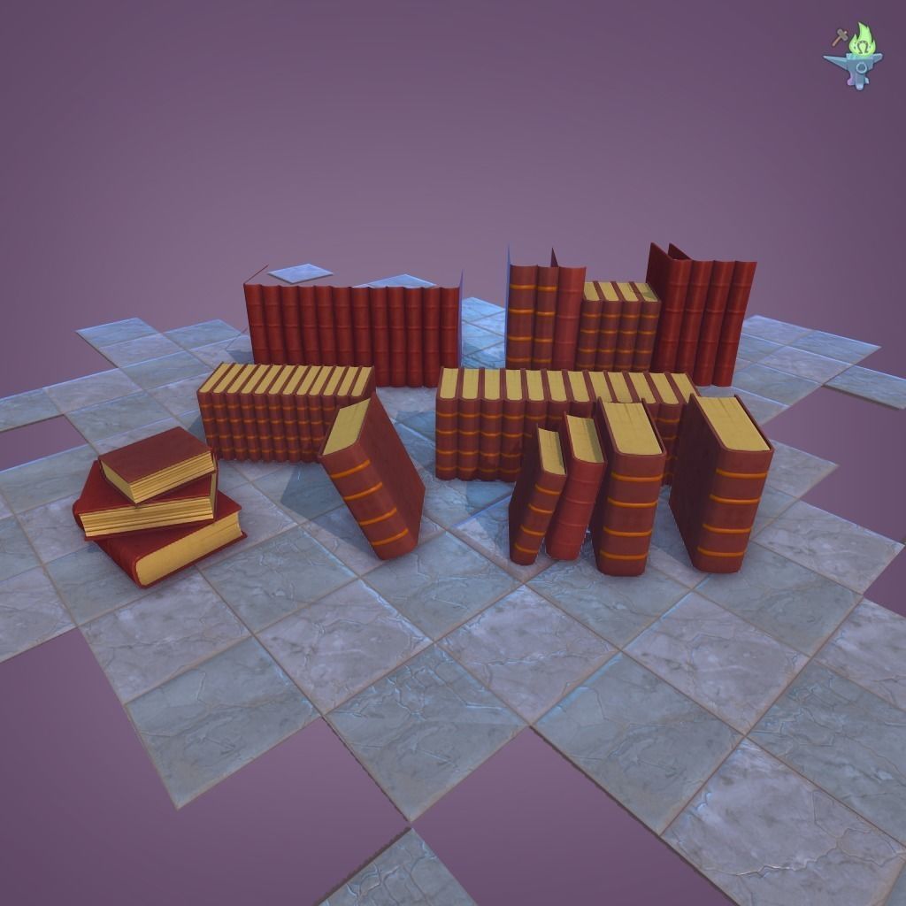 Bookshelf Classic Low-poly 3D model_3