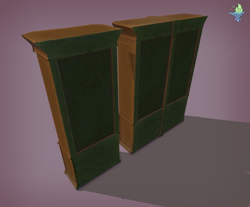 Bookshelf Classic Low-poly 3D model_13