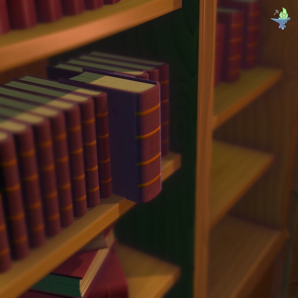 Bookshelf Classic Low-poly 3D model_9