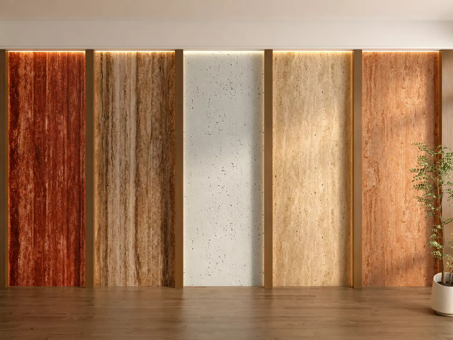 Illuminated Travertine Wall Panel Set 3D model