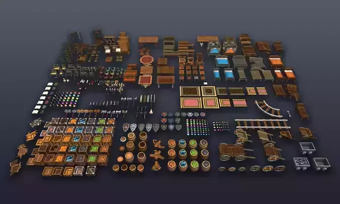 3DRT - Lowpoly Fantasy props bundle Low-poly 3D model