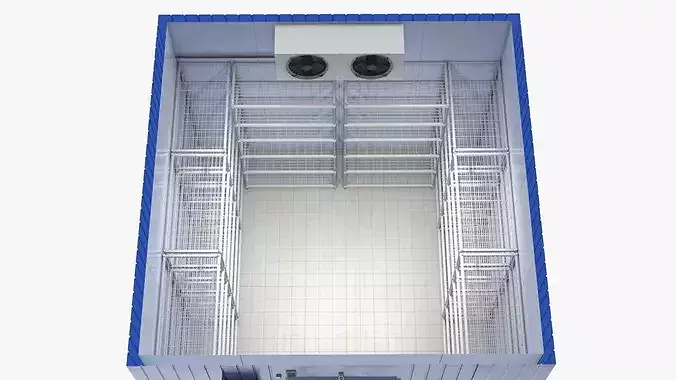Modular Cold Warehouse With Racks Blue 3D model 4
