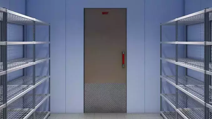 Modular Cold Warehouse With Racks Blue 3D model 7
