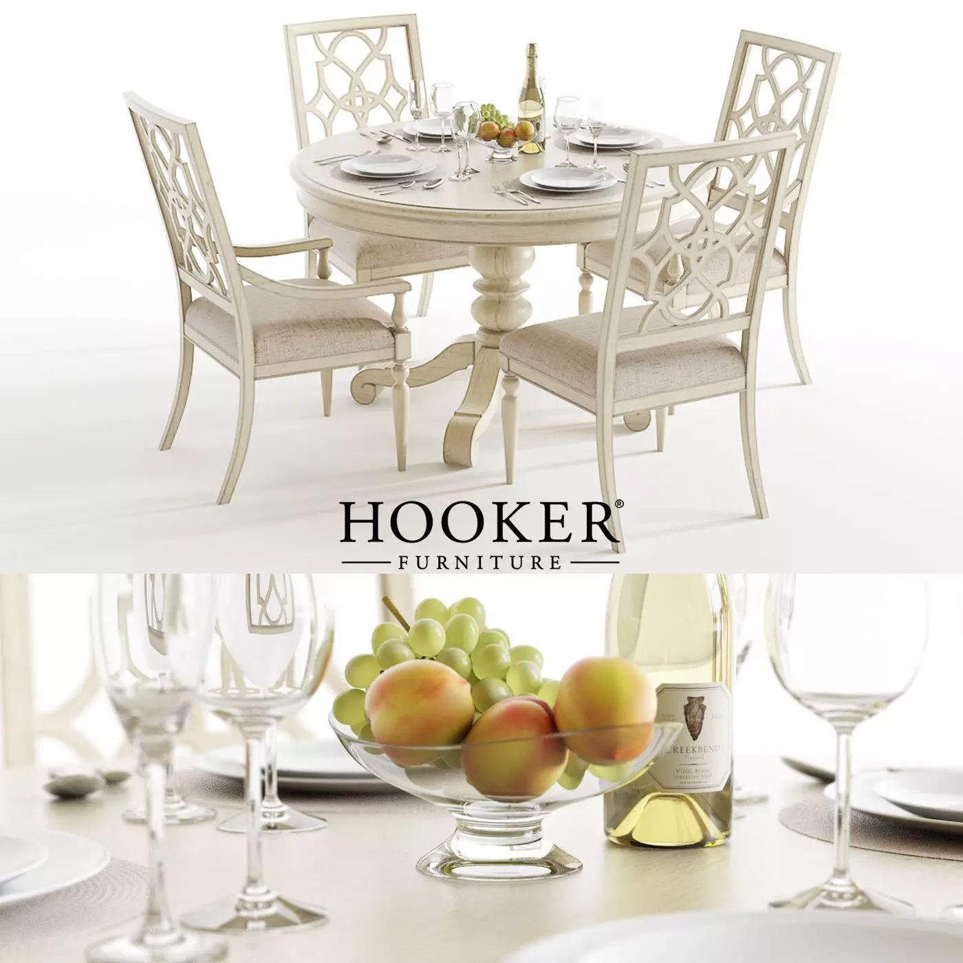 Hooker Sandcastle 48 Dining Set 3D model_0