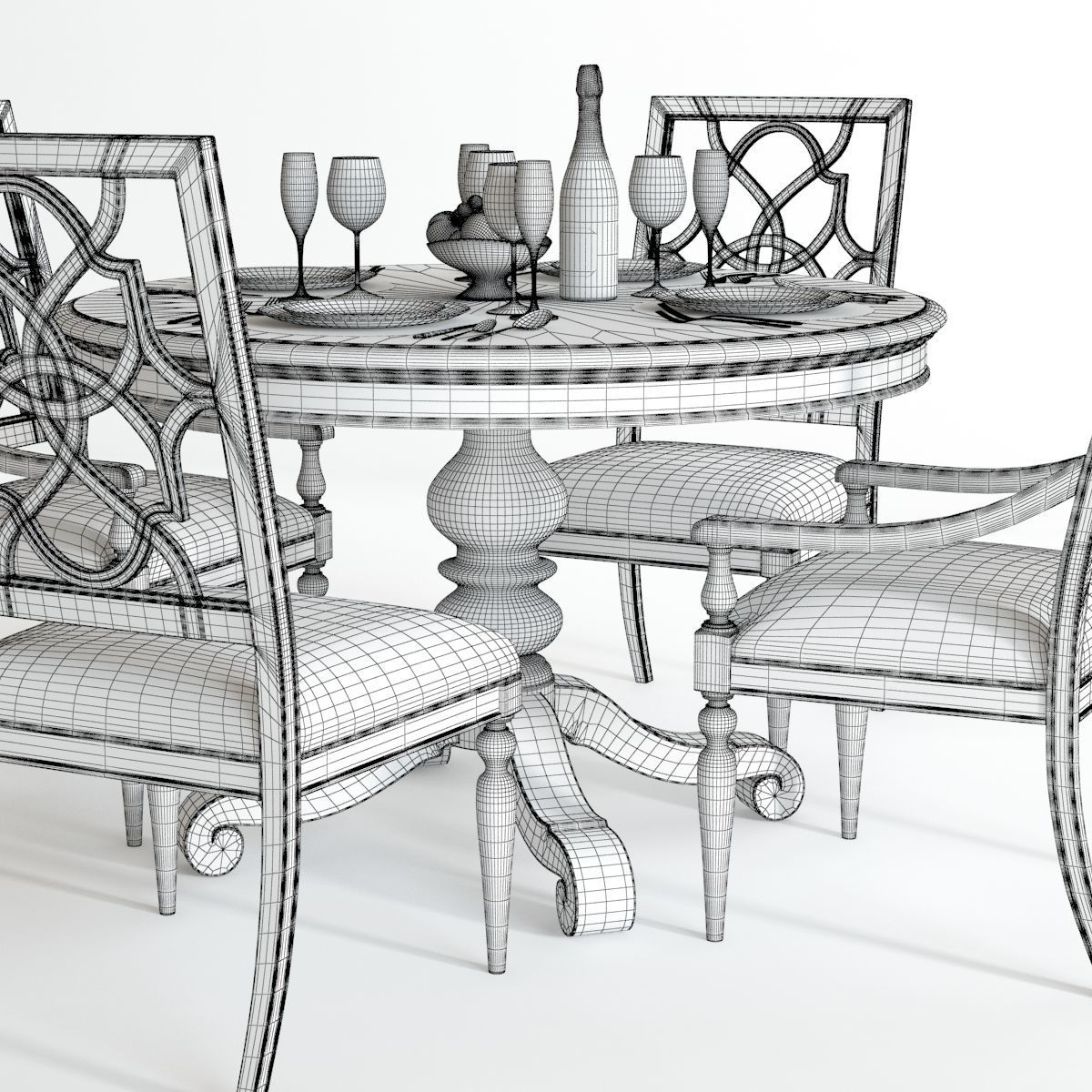 Hooker Sandcastle 48 Dining Set 3D model_4