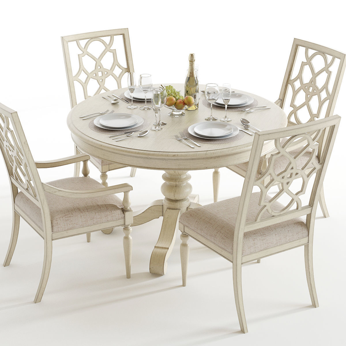 Hooker Sandcastle 48 Dining Set 3D model_1