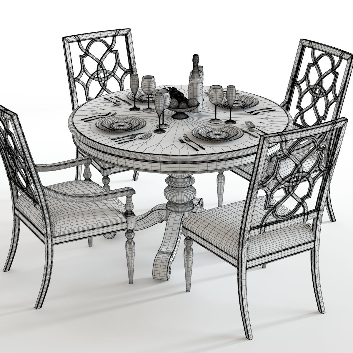 Hooker Sandcastle 48 Dining Set 3D model_2