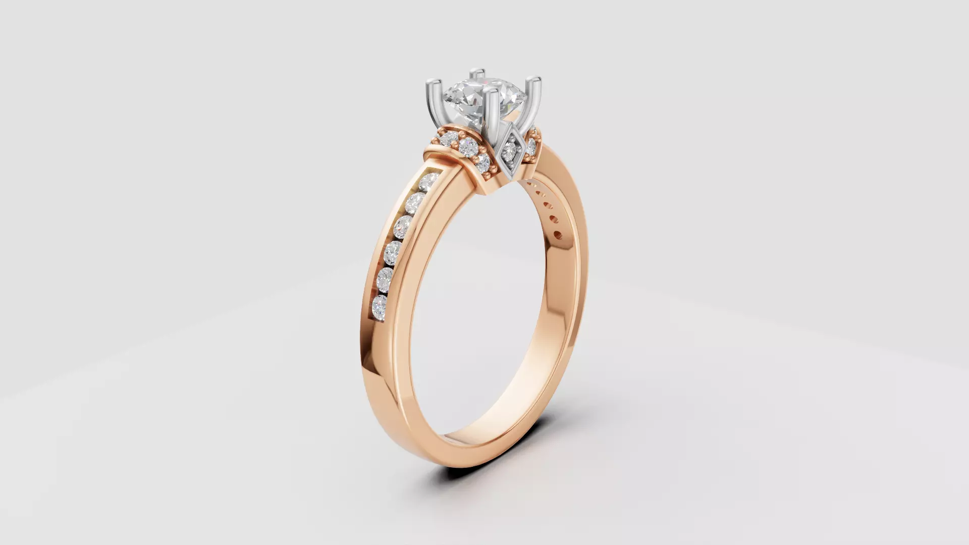Accent Diamond Engagement Ring 3D Printable Jewelry CAD Free 3D print model