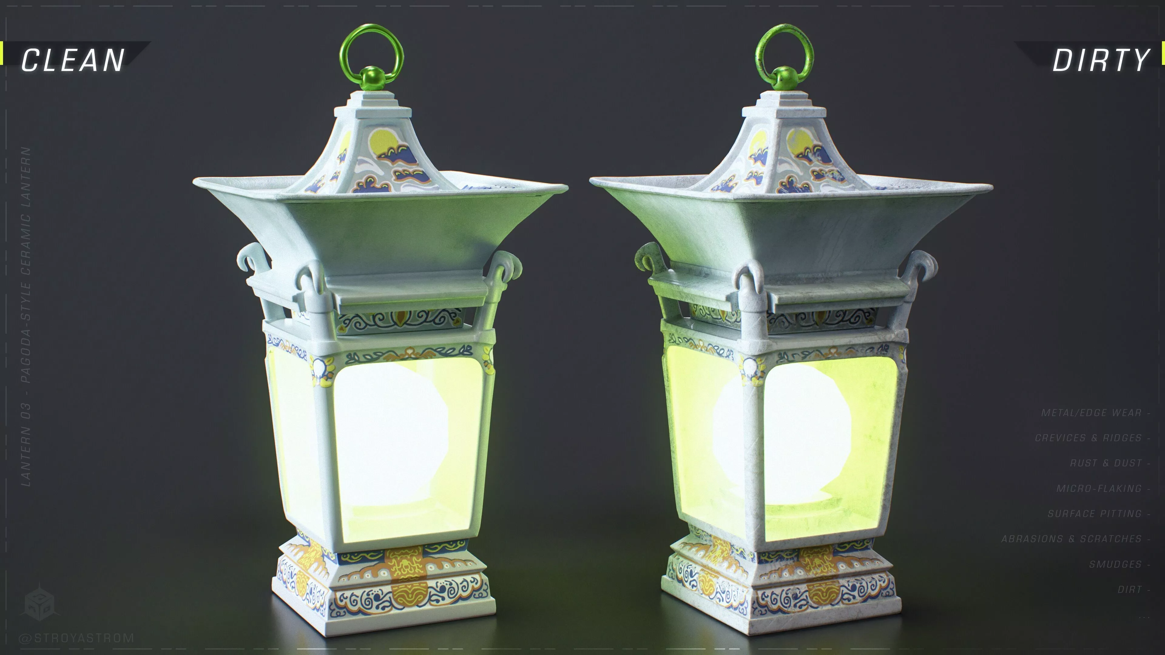 Lantern 03 - Pagoda-Style Ceramic Lantern Low-poly 3D model