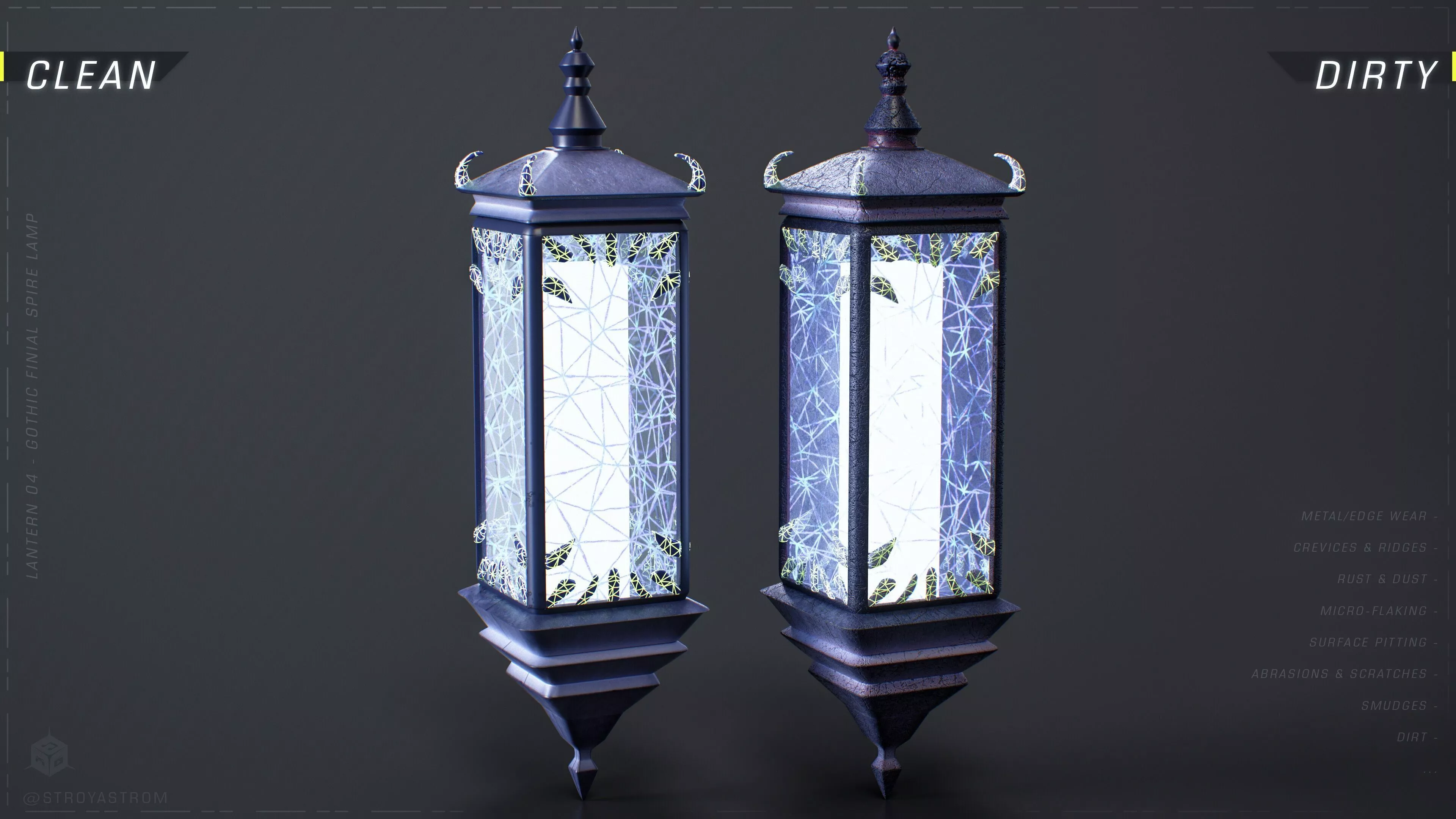 Lantern 04 - Gothic Finial Spire Lamp Low-poly 3D model