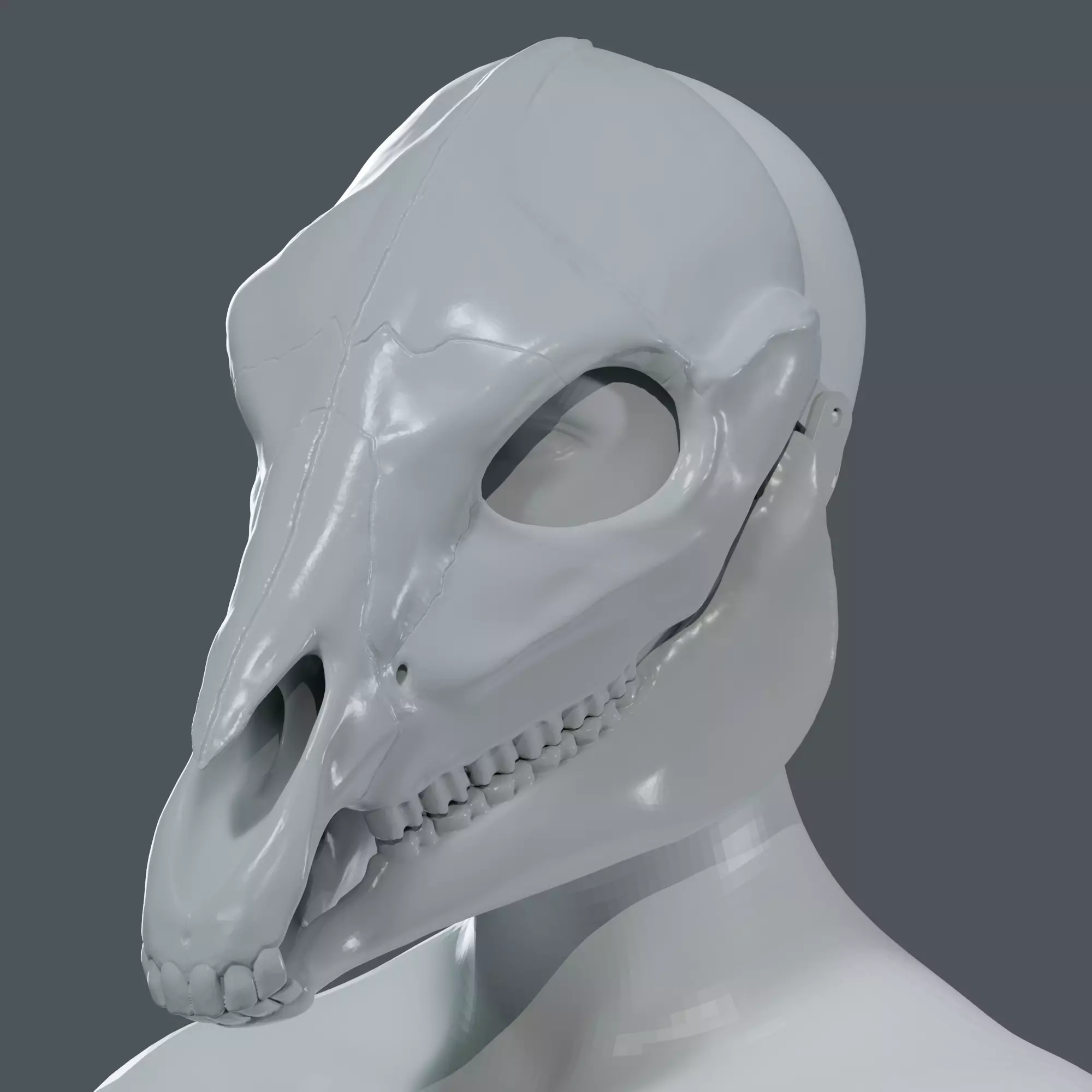 Horse Skull Mask with Moving Jaw 3D Print STL File 3D print model