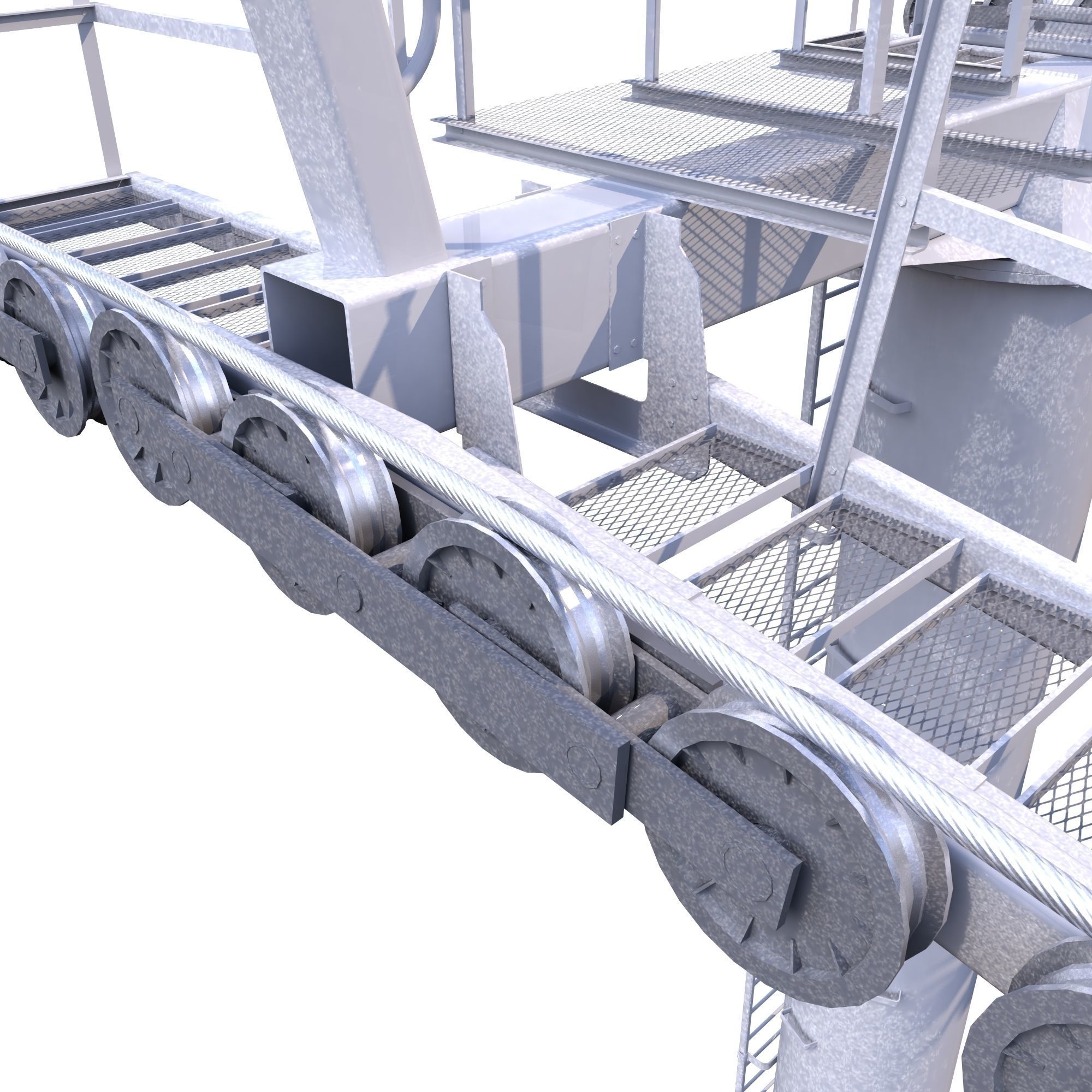 Ski Lift Cableway Car Low-poly 3D model_19