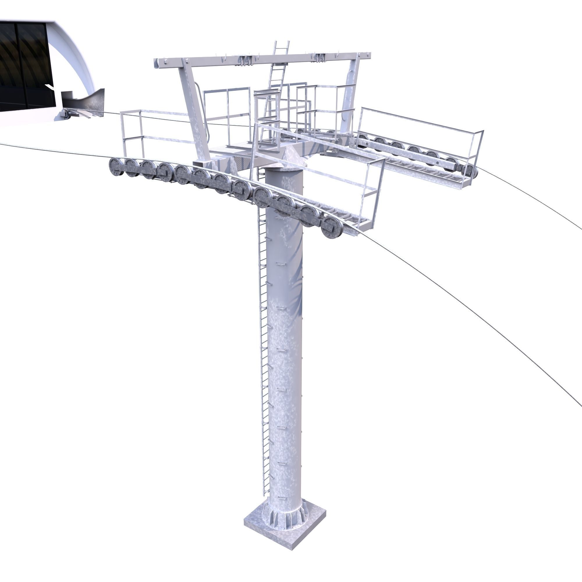 Ski Lift Cableway Car Low-poly 3D model_9