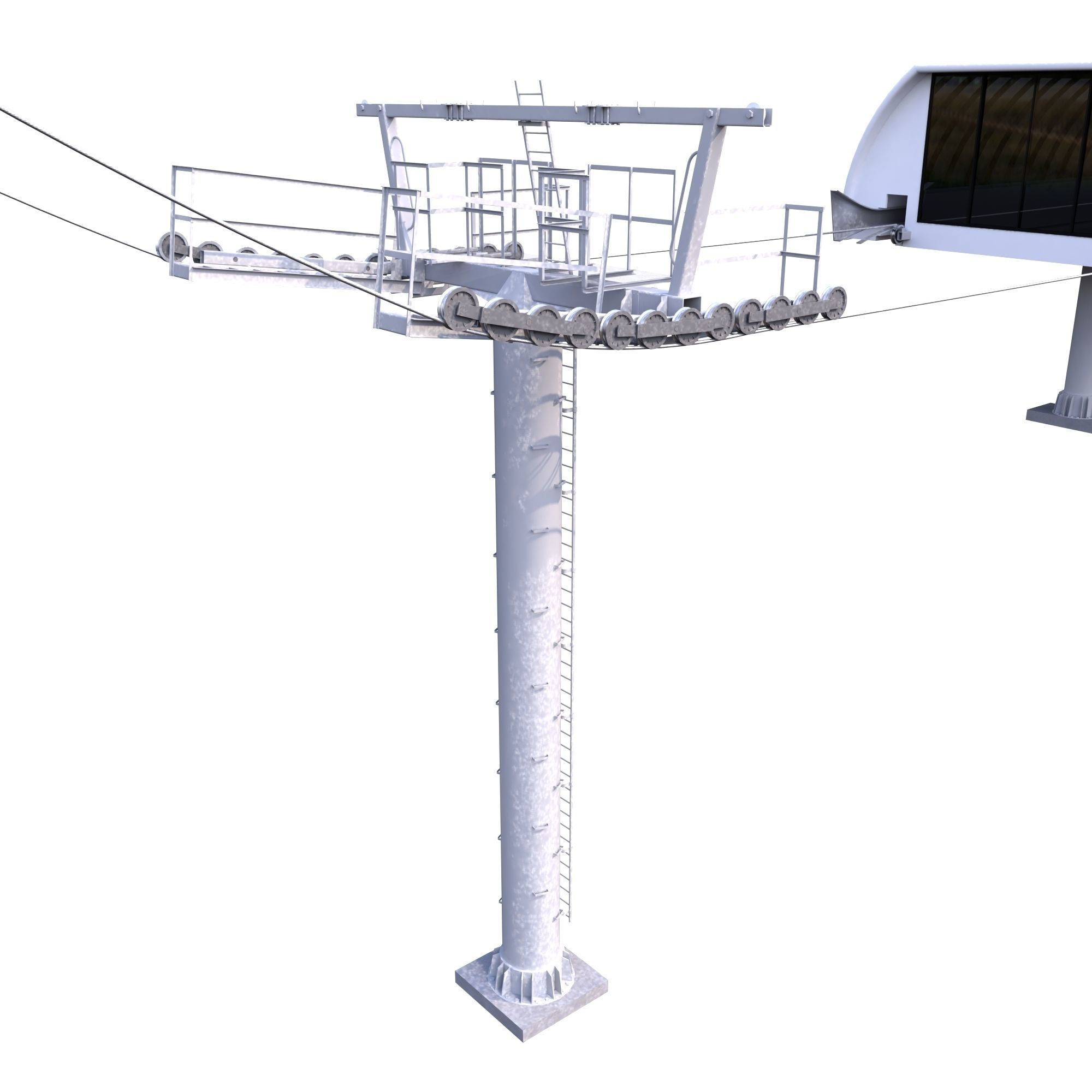 Ski Lift Cableway Car Low-poly 3D model_13
