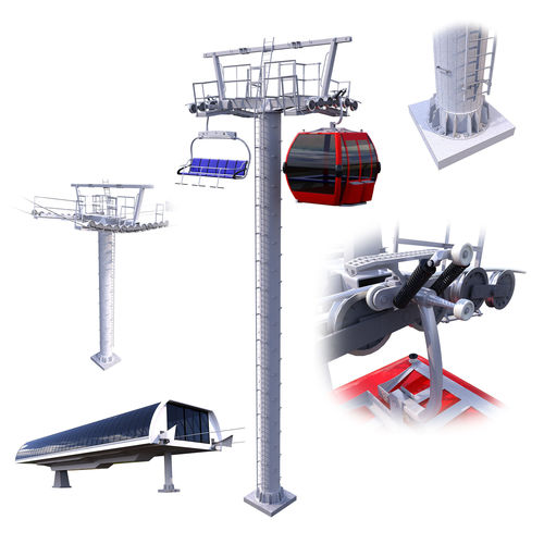 Ski Lift Cableway Car Low-poly 3D model