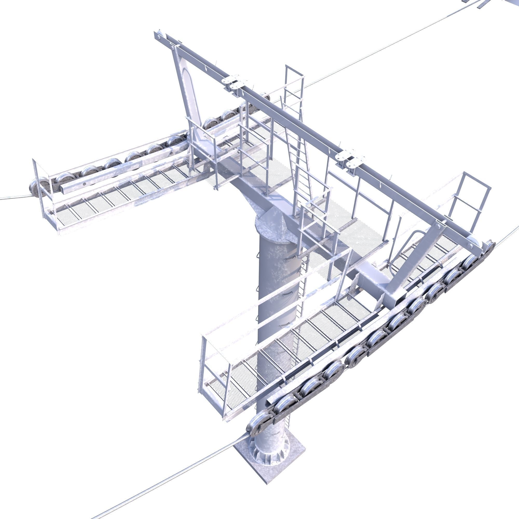 Ski Lift Cableway Car Low-poly 3D model_22