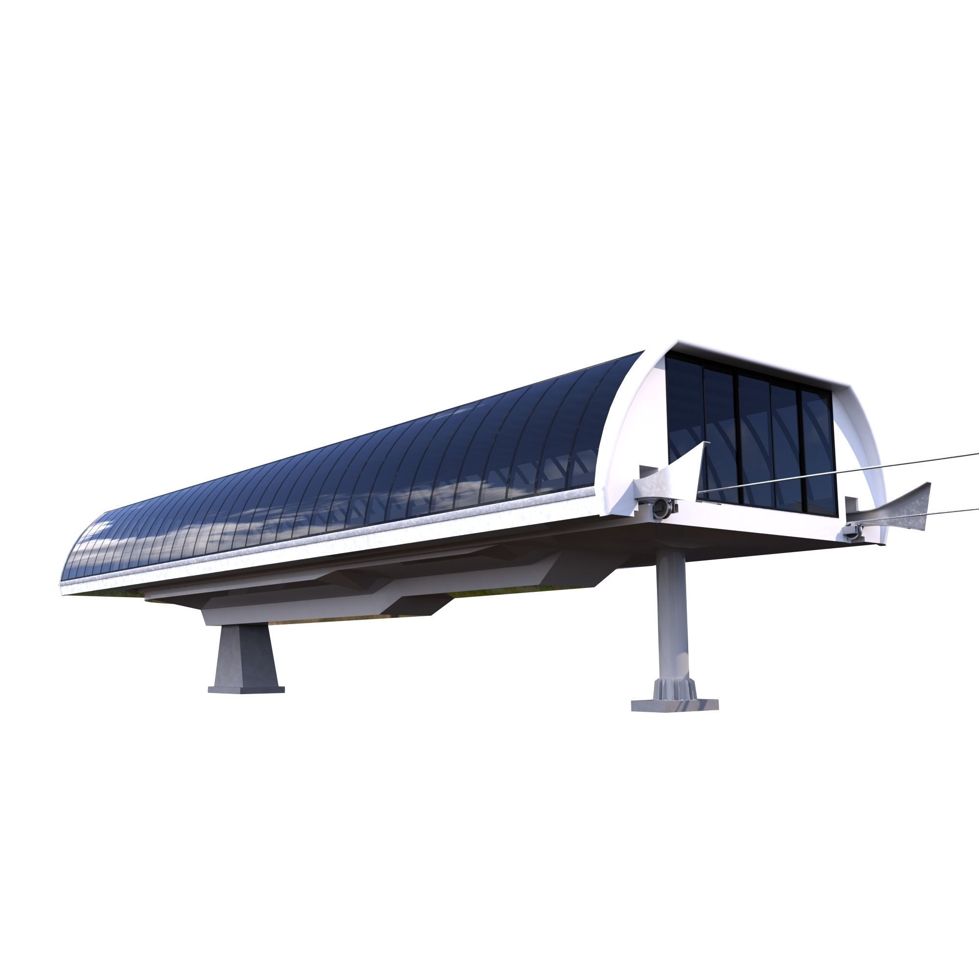 Ski Lift Cableway Car Low-poly 3D model_15