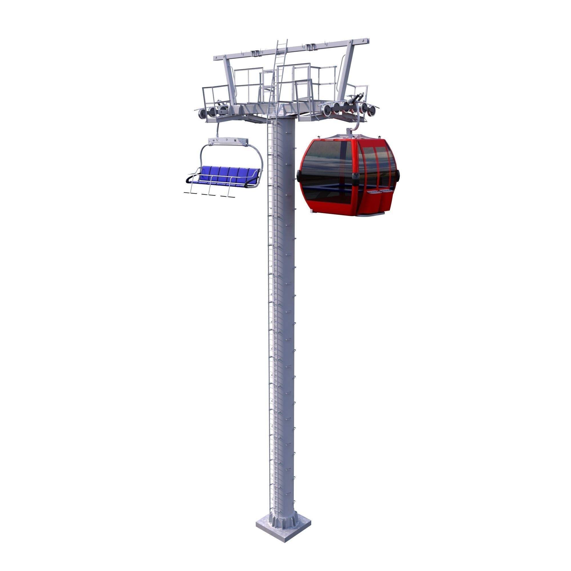 Ski Lift Cableway Car Low-poly 3D model_1