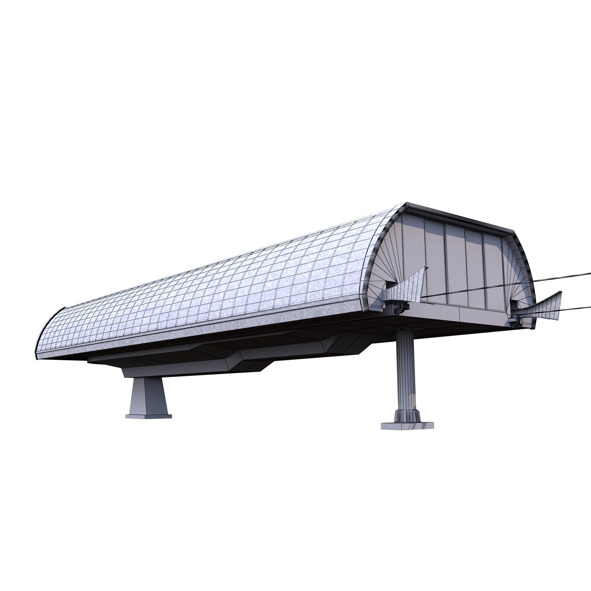 Ski Lift Cableway Car Low-poly 3D model_16