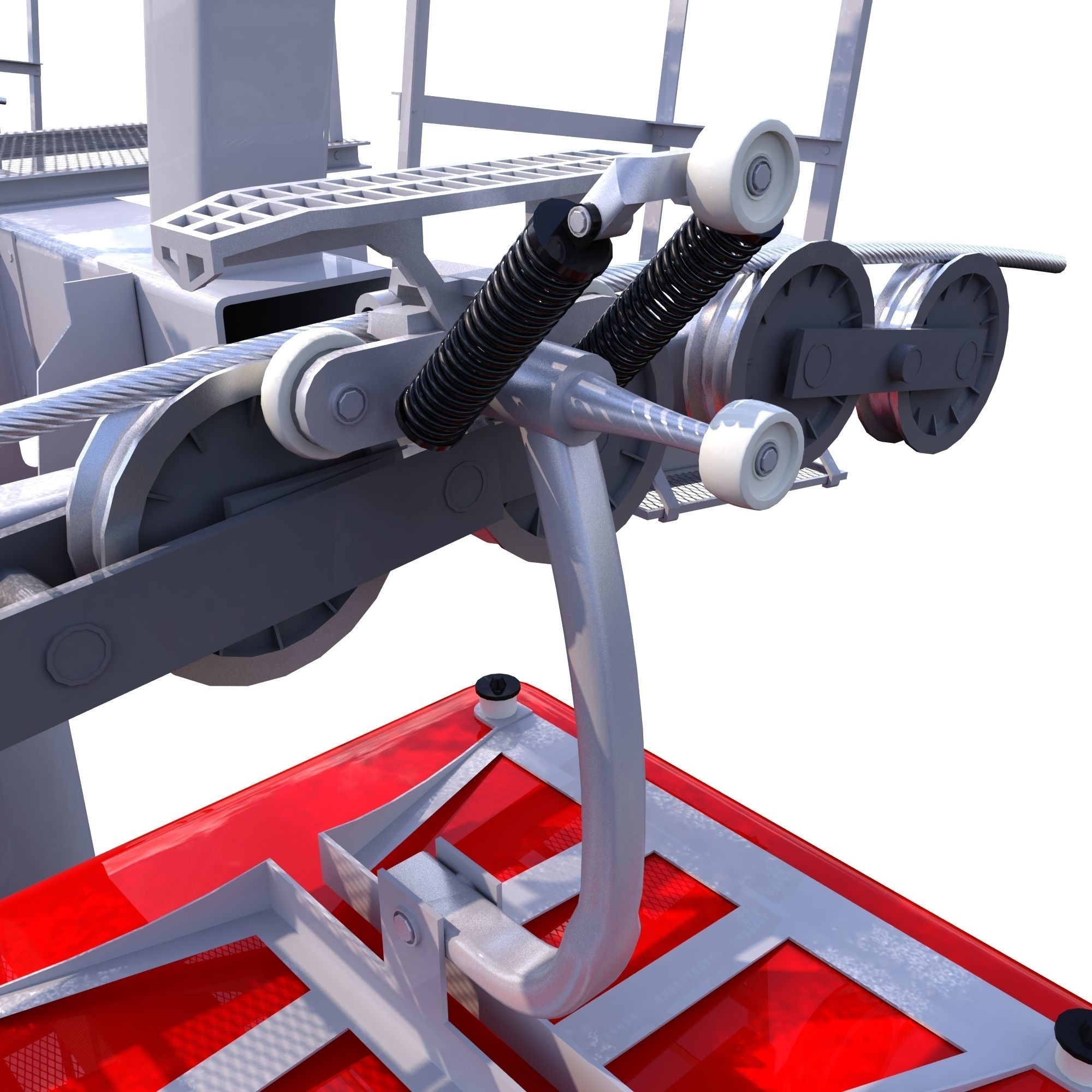 Ski Lift Cableway Car Low-poly 3D model_7