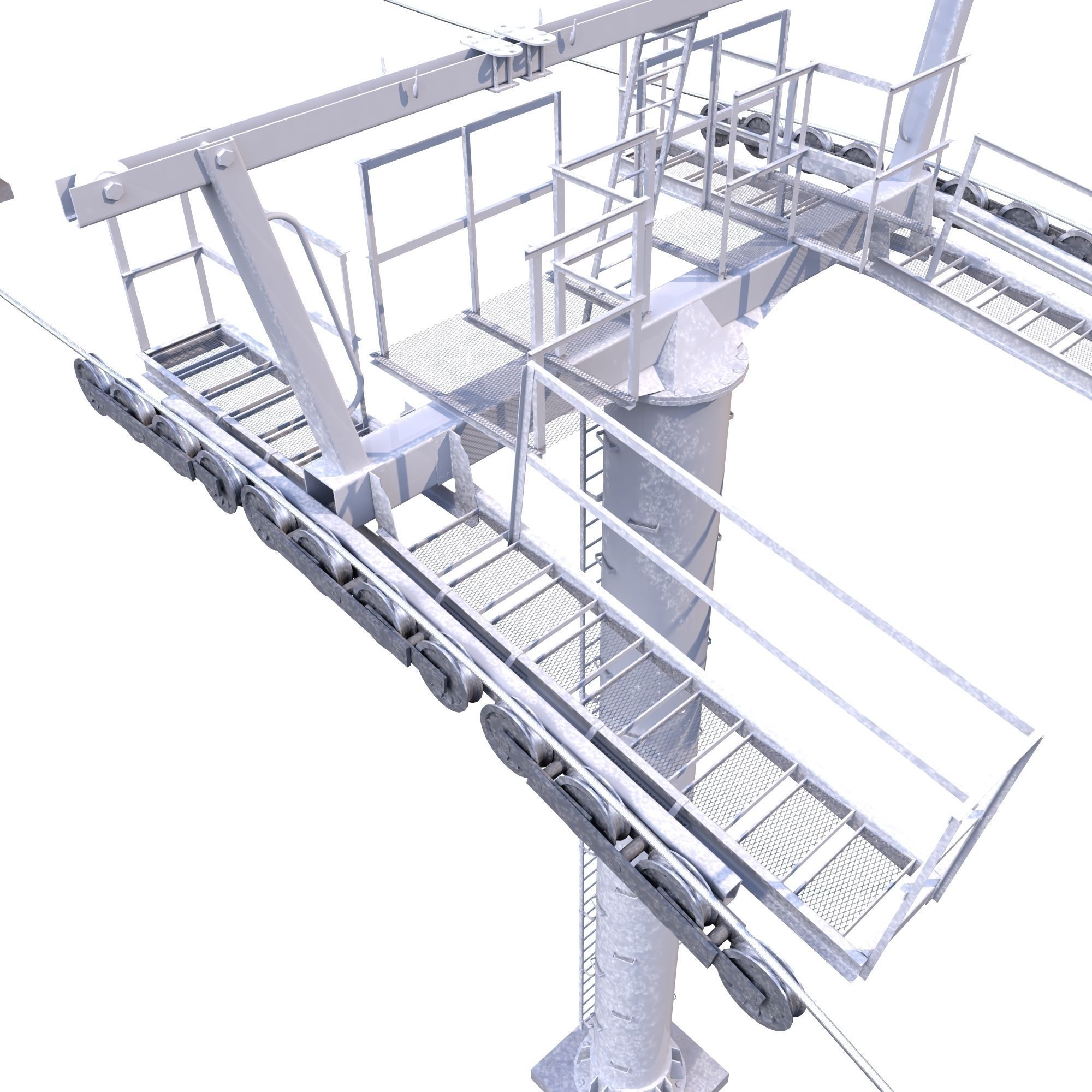 Ski Lift Cableway Car Low-poly 3D model_11
