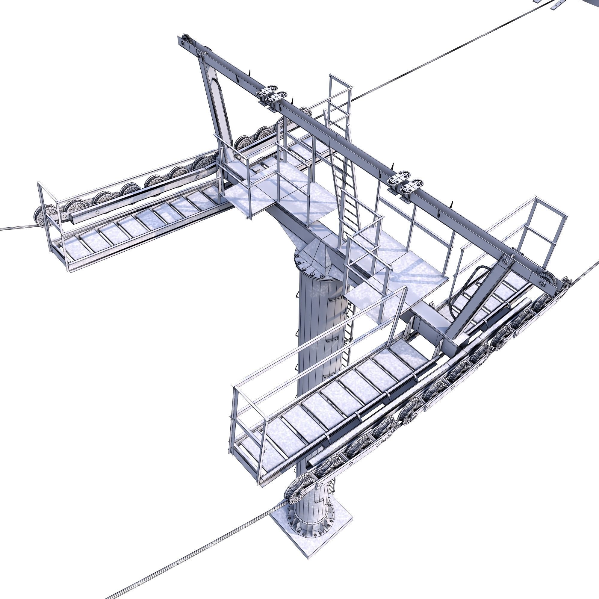 Ski Lift Cableway Car Low-poly 3D model_21