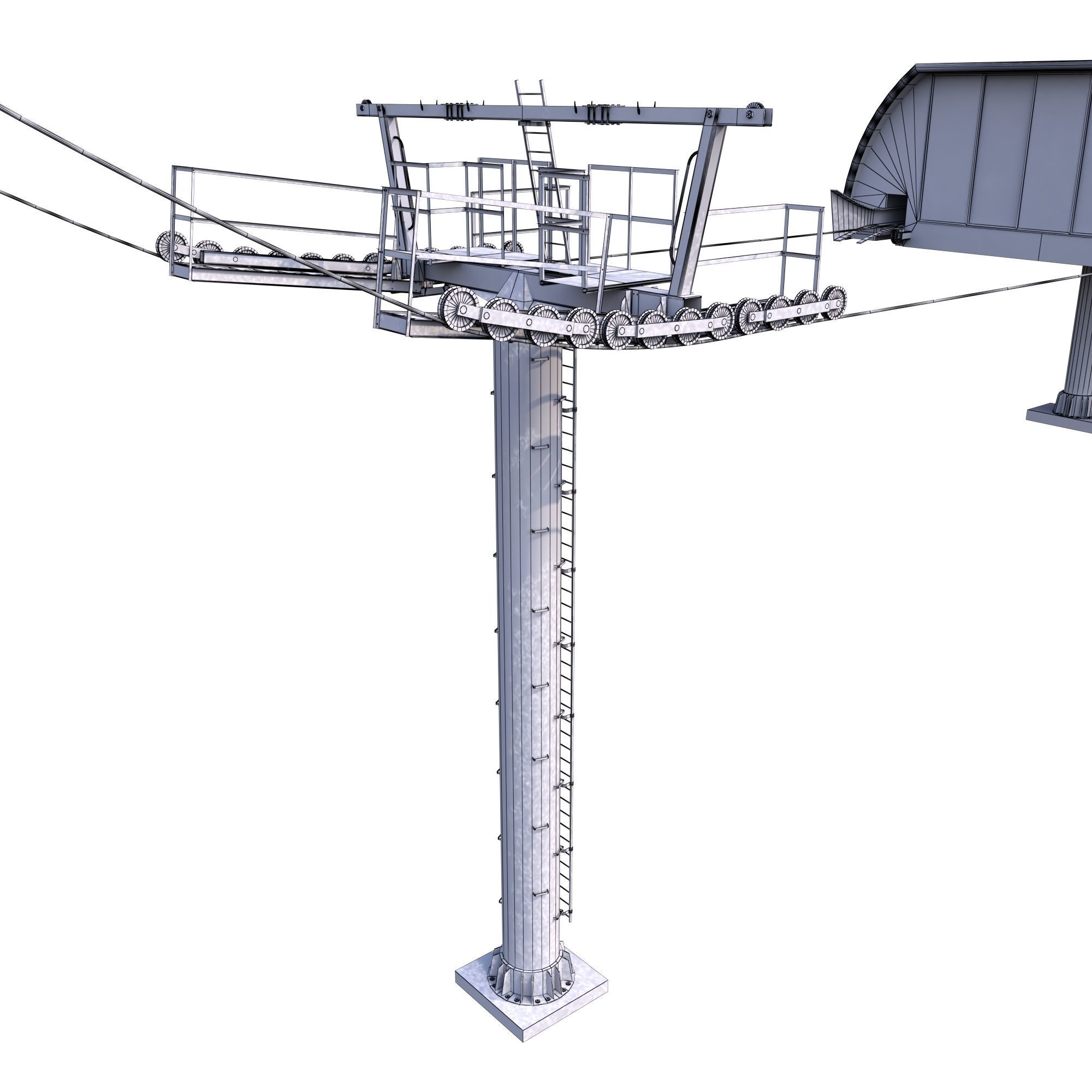 Ski Lift Cableway Car Low-poly 3D model_14